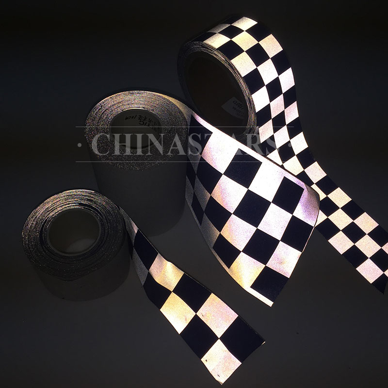 亮银TC乐动（中国）布印刷方格 安全警示服用方格乐动（中国）带