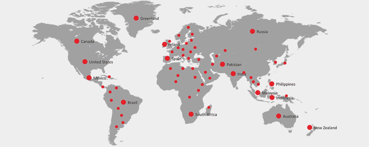 乐动（中国）新材出口业务地图